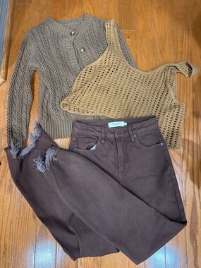 Hidden Straight Leg Jeans (3 piece brown fit)